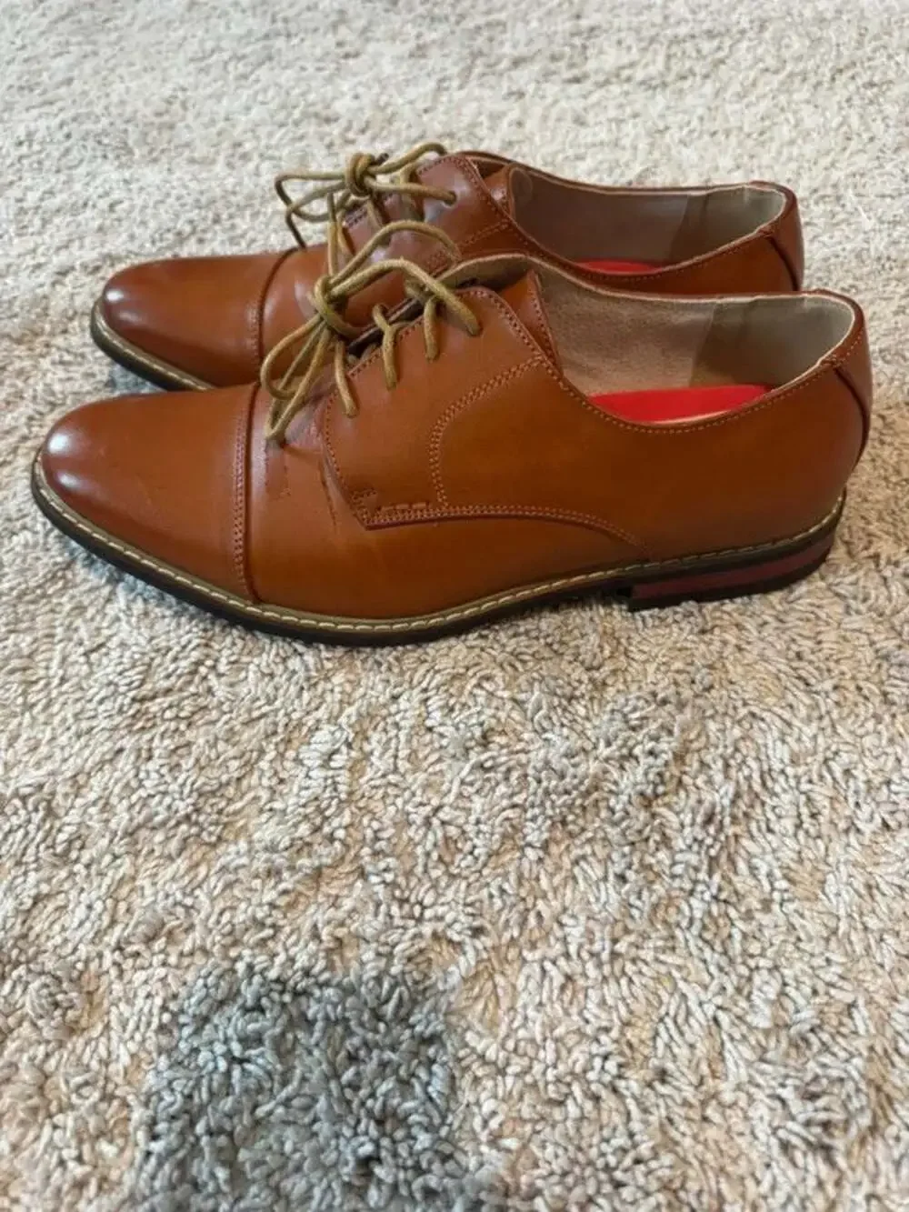 Bruno Marc Men's Brown Faux Leather Oxford Cap Toe Lace Up Dress Shoes 10.5